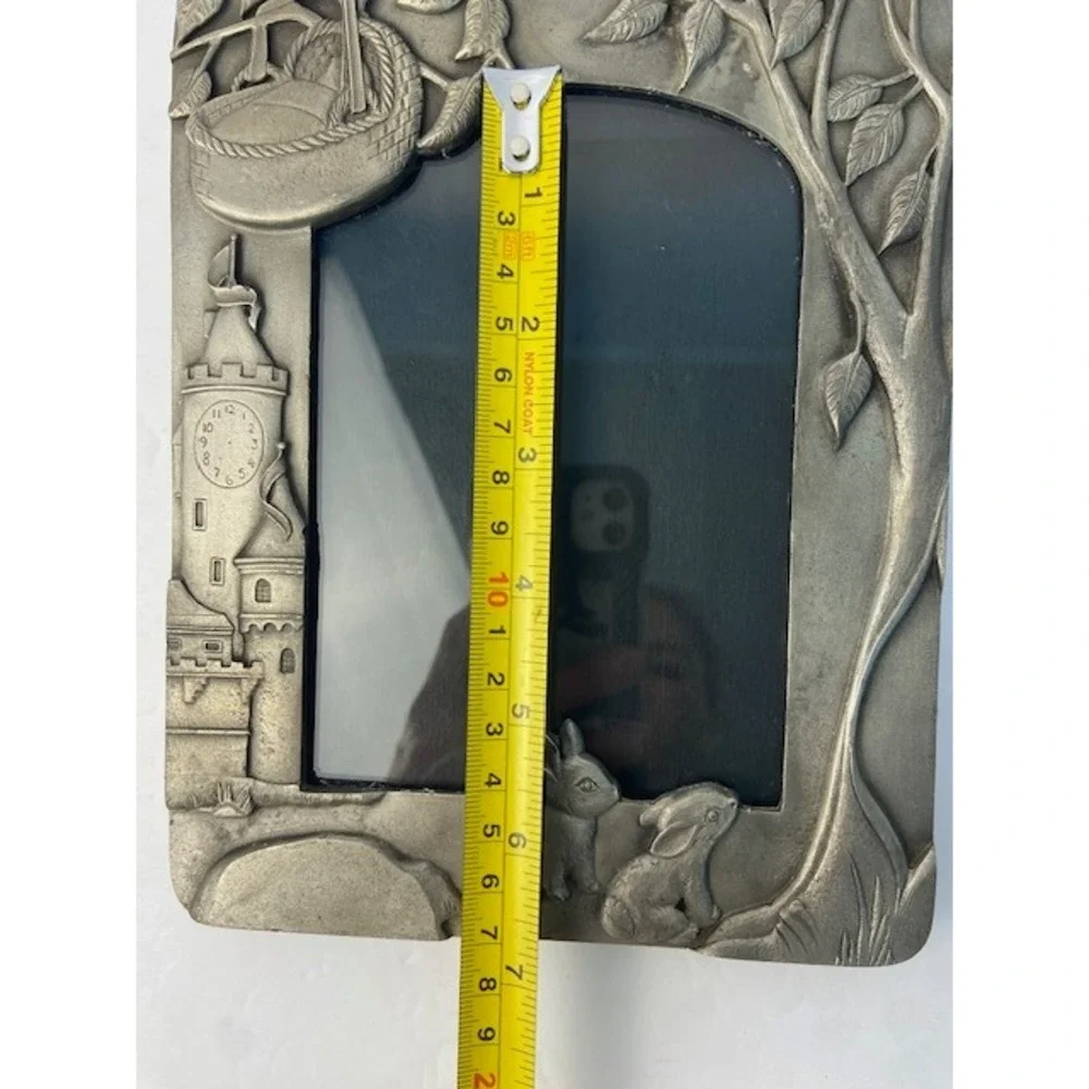 Kirk Stieff Pewter Nursery Picture Frame Rock-a-Bye Baby Bunnies Castle 7x5.5